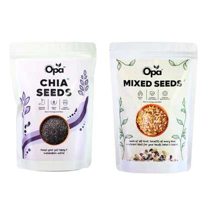 OPA Chia Seeds Mix Seeds Combo 400g (200g * 2) - Raw Seeds for Eating |Rich in Calcium, Protein & Fibre