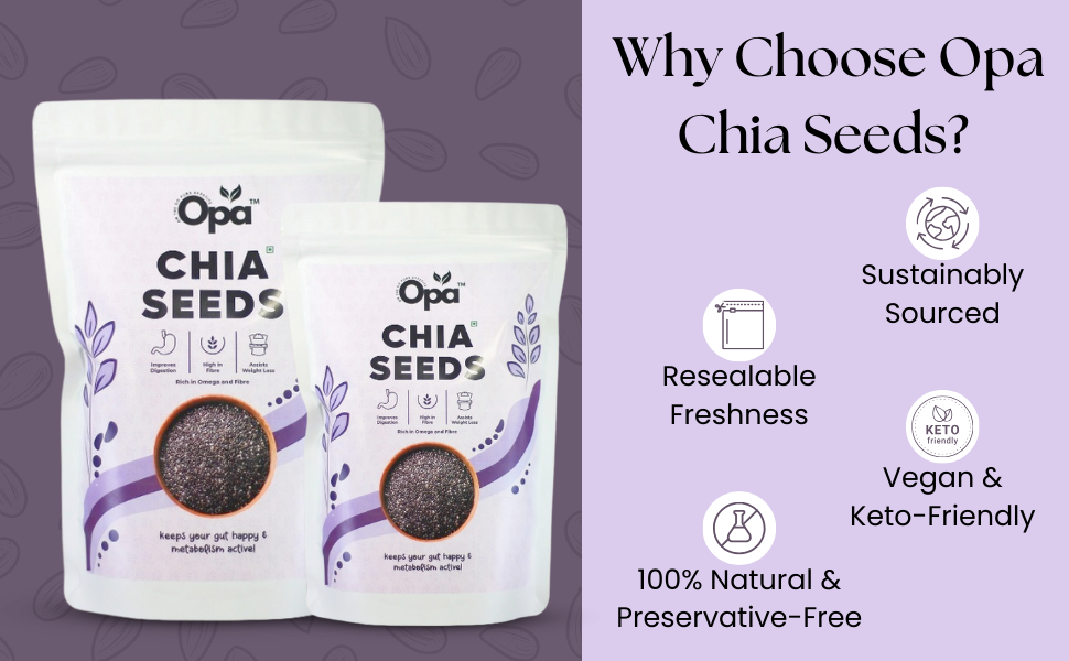OPA Chia Seeds, Flax Seeds Combo 800g (400g * 2) - Raw Seeds for Eating |Rich in Calcium, Protein & Fibre