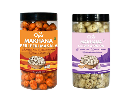 Makhana Peri Peri and Cream and Onion | Pack of 2 | 150G