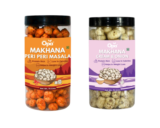 Makhana Peri Peri and Cream and Onion | Pack of 2 | 150G