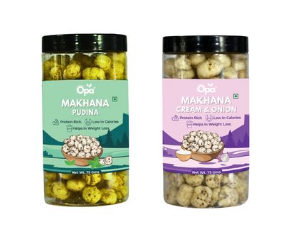 Makhana Pudina and Cream and Onion | Pack of 2 | 150G
