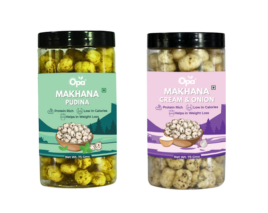 Makhana Pudina and Cream and Onion | Pack of 2 | 150G