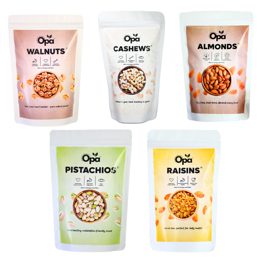 Cashew, Almonds, Pistachios, Walnut, Raisins | Pack of 5 | 1000g Each