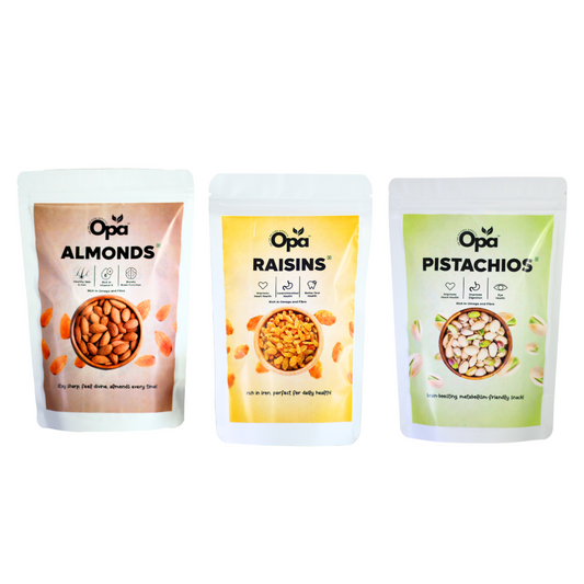 Almonds, Pistachios, Raisins | Pack of 3 | 200g Each