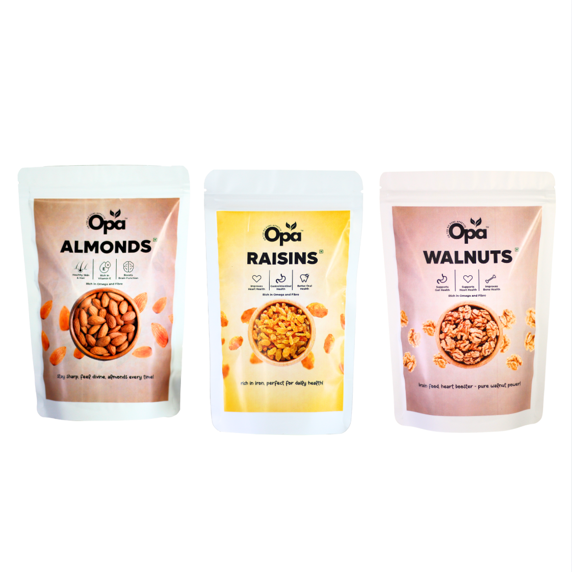 Walnut, Almonds,Raisins | Pack of 3 | 200g Each
